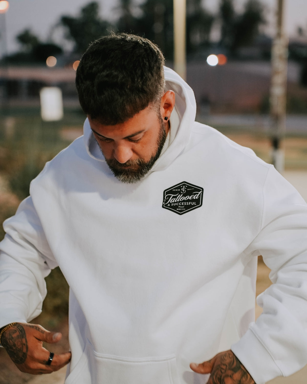 Brand Relax Hoodie- White