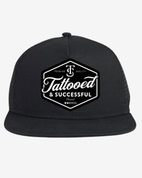 Brand 5 Panel Snapback Hat - Black