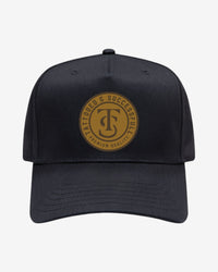 Leather Patch 5 Panel Hat - Black
