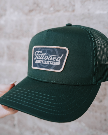 Vintage 5 Panel Trucker Hat - Dark Green