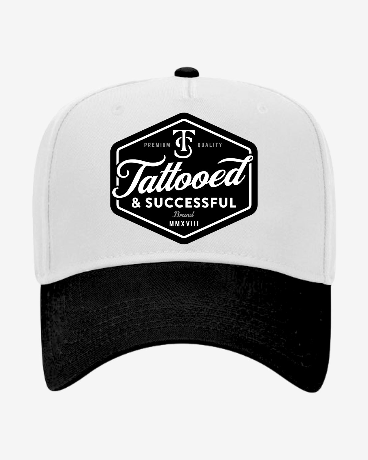 Brand 5 Panel Hat - White/Black