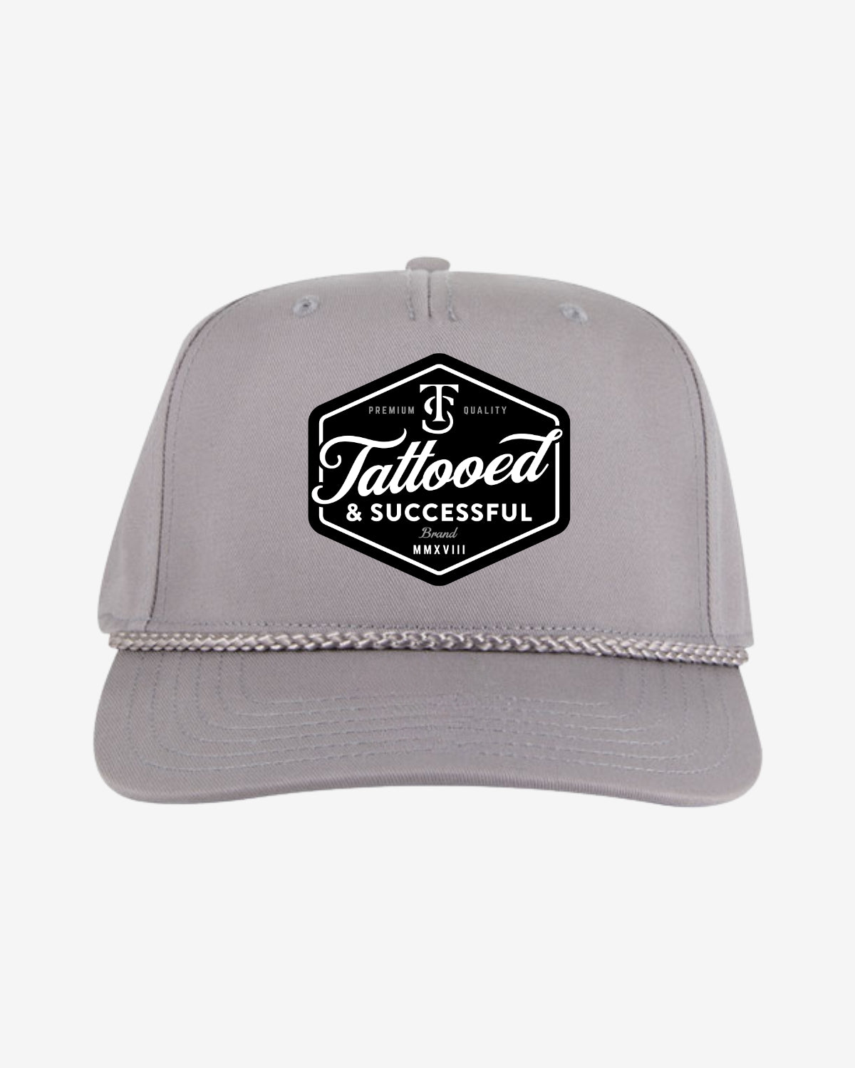 Brand 5 Panel Rope Hat - Grey