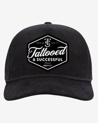 Brand 5 Panel Corduroy Hat - Black