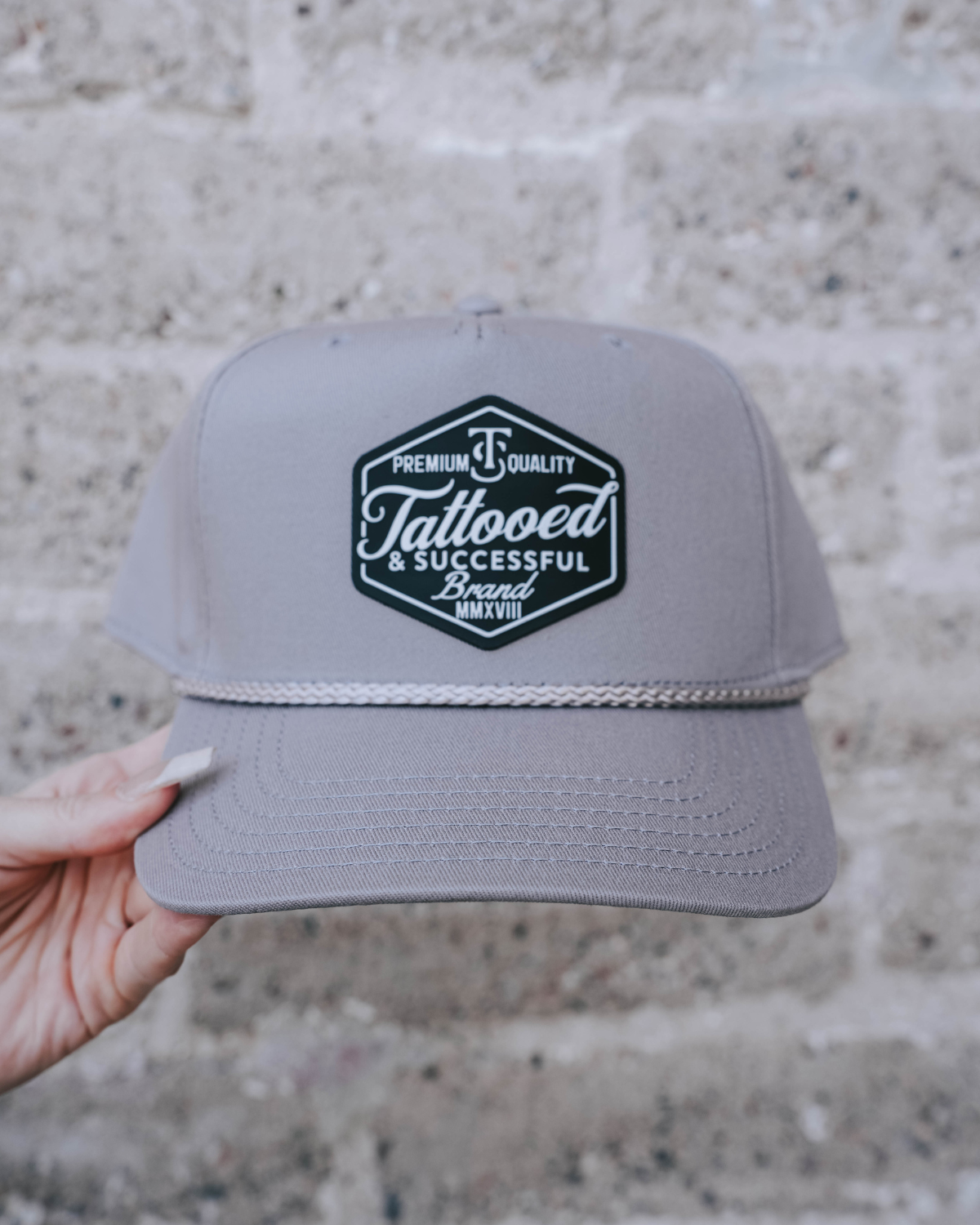 Brand 5 Panel Rope Hat - Grey