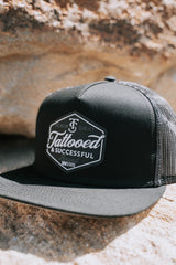 Brand 5 Panel Snapback Hat - Black
