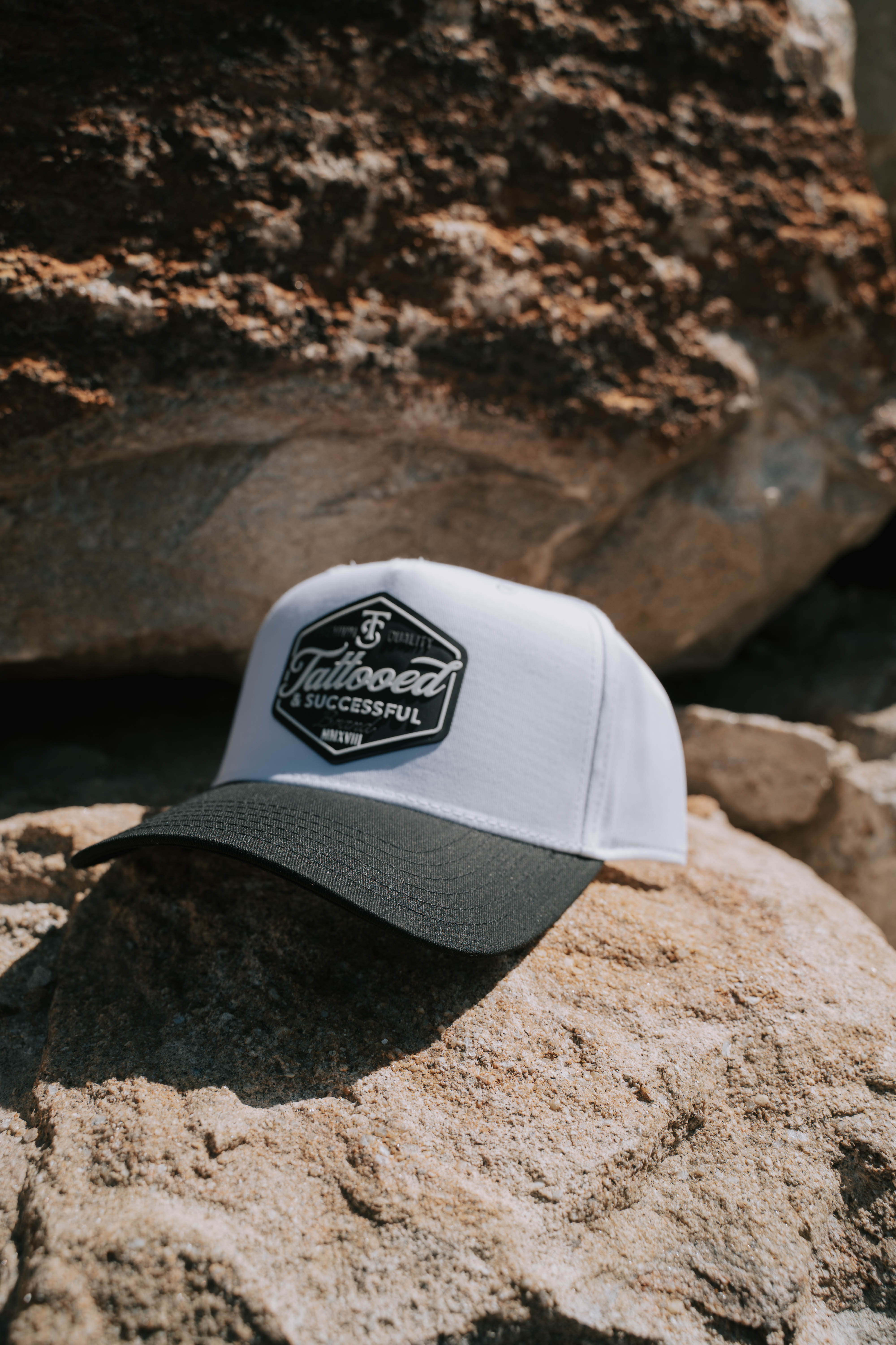 Brand 5 Panel Hat - White/Black