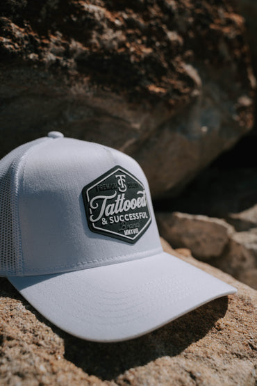 Brand 5 Panel Trucker Hat - White
