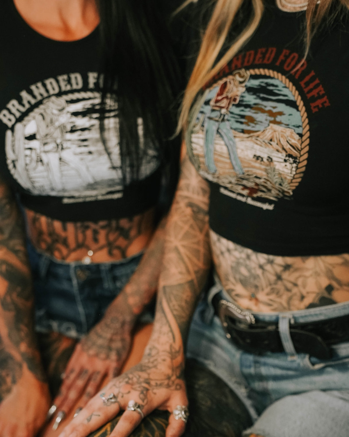 Branded For Life Baby Tee- Blk/white