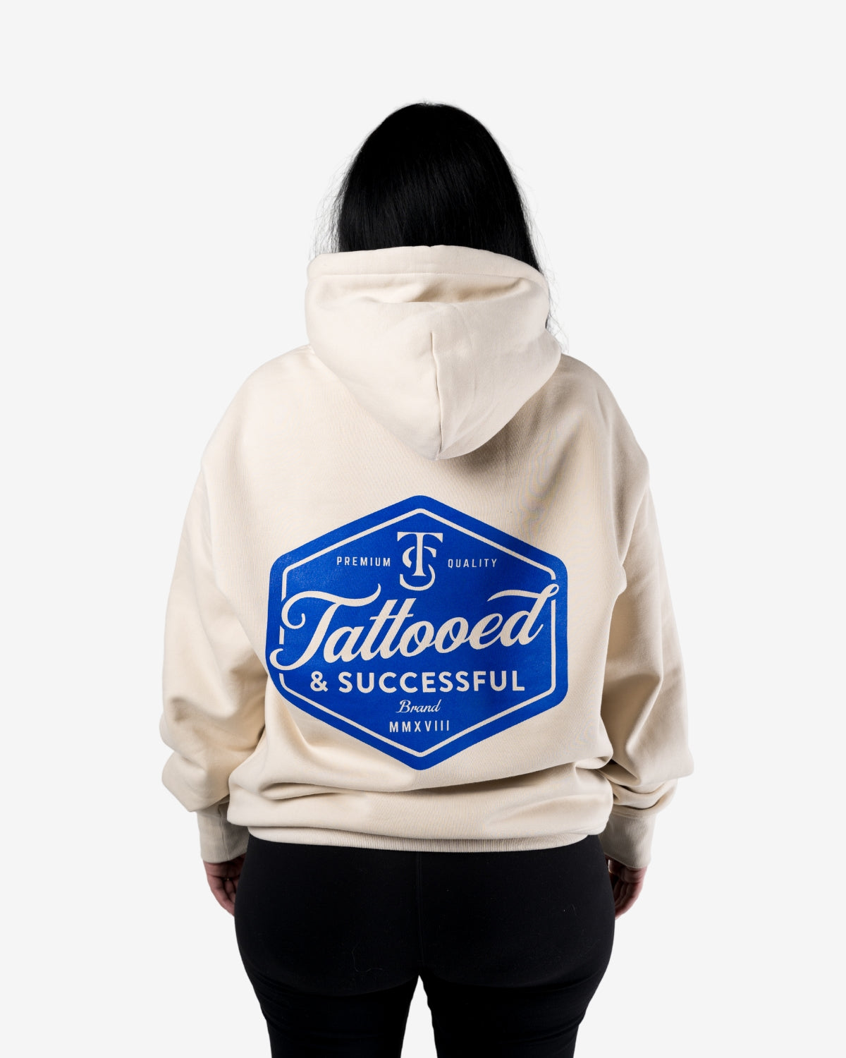 Brand Heavy Hood - Ecru W/ Blue