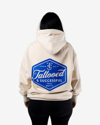 Brand Heavy Hood - Ecru W/ Blue