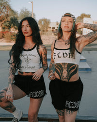 FLDM Crop Tank- White/Black