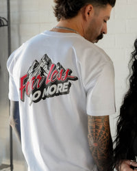 Fear Less Do More Mountains Tee- White