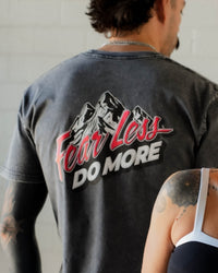 Fear Less Do More Mountains Tee- Stone Wash