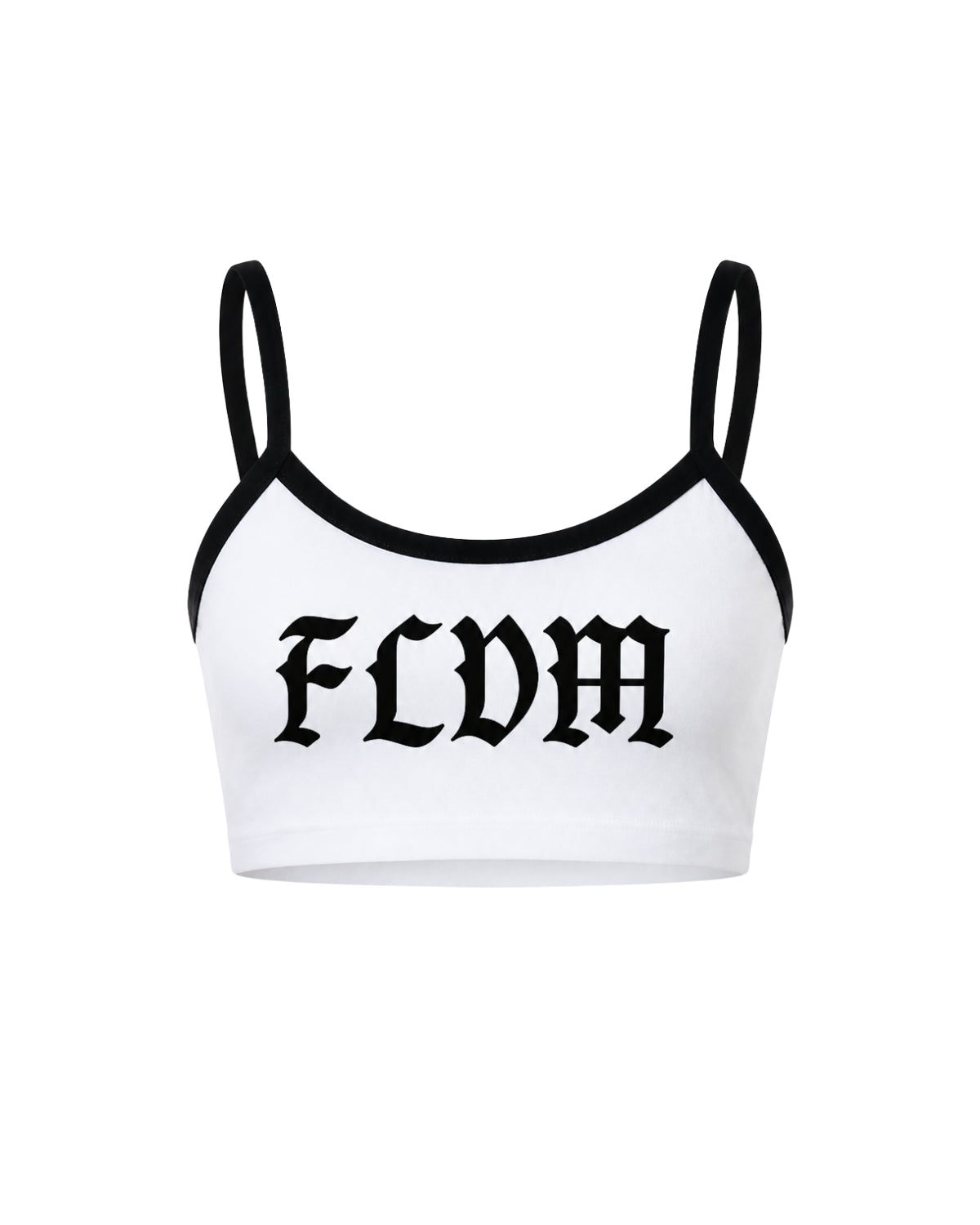 FLDM Spaghetti Crop Tank- White/Black