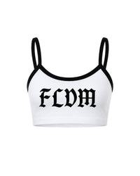 FLDM Spaghetti Crop Tank- White/Black
