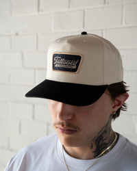 Vintage 5 Panel Trucker Hat- Black/Natural