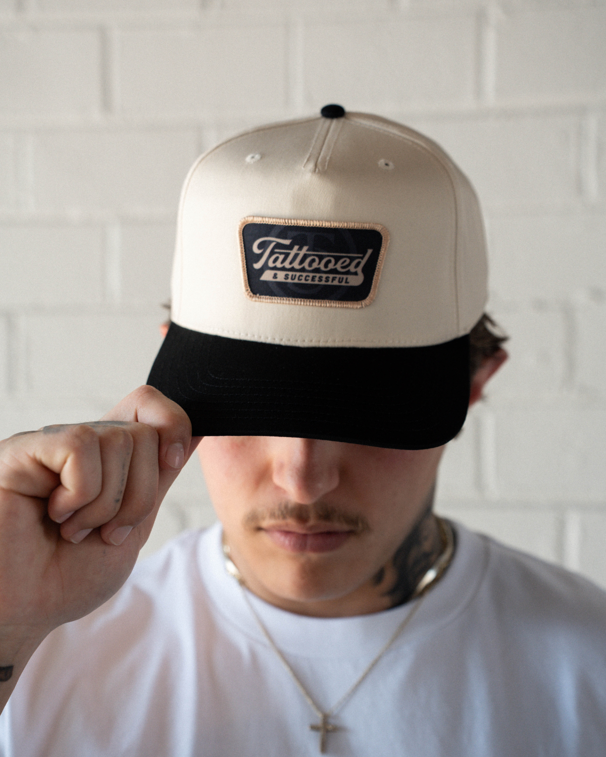 Vintage 5 Panel Trucker Hat- Black/Natural