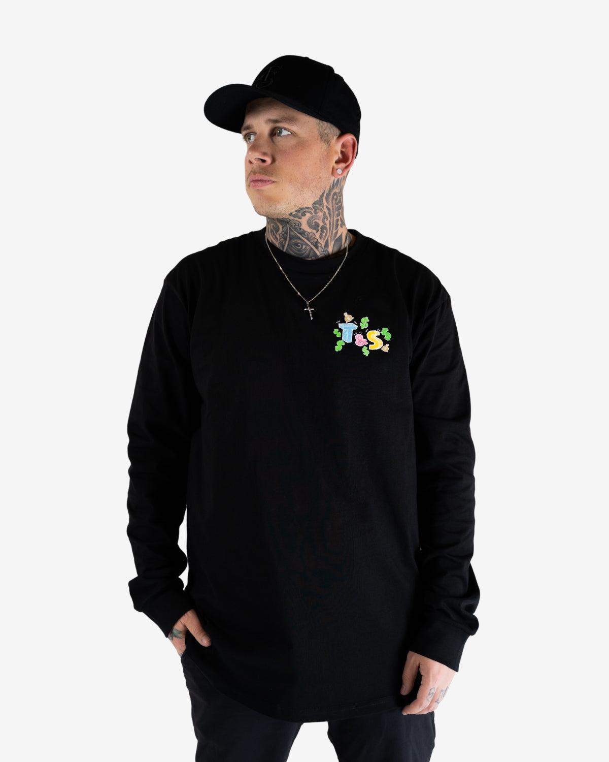 Send Money For Tattoos  LS Tee - Black