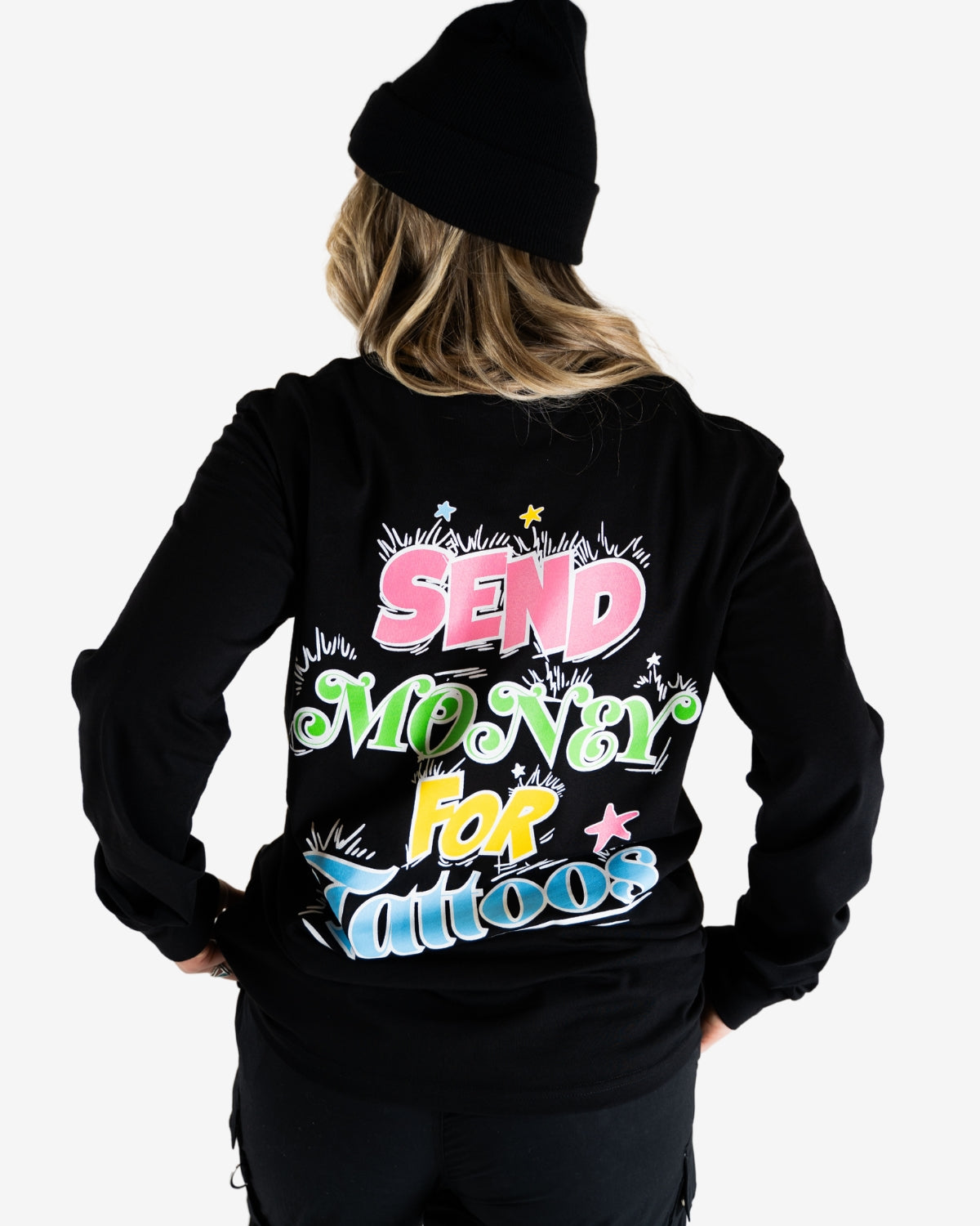 Send Money For Tattoos  LS Tee - Black