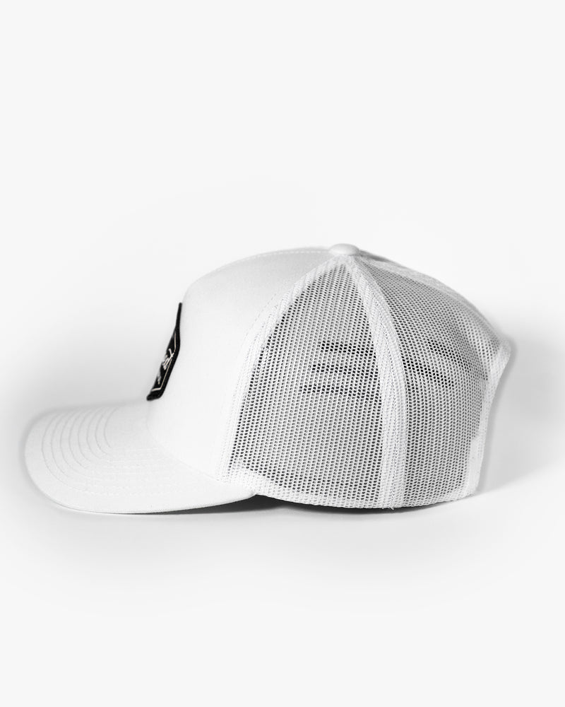 Brand 5 Panel Trucker Hat - White
