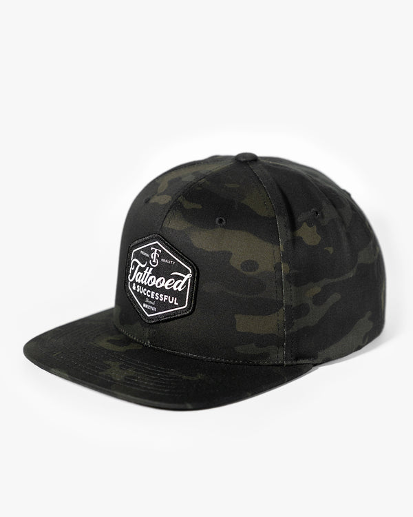 Brand Snapback Hat - Black Camo