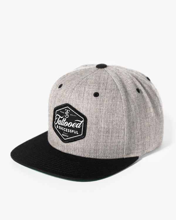 Brand Snapback Hat - Heather Grey / Black
