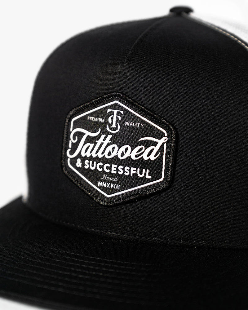 Brand Snapback Trucker Hat - Black / White