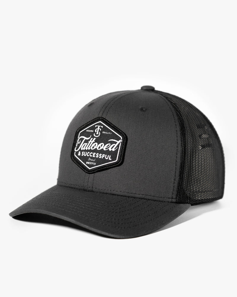 Brand Retro Trucker Hat - Charcoal / Black