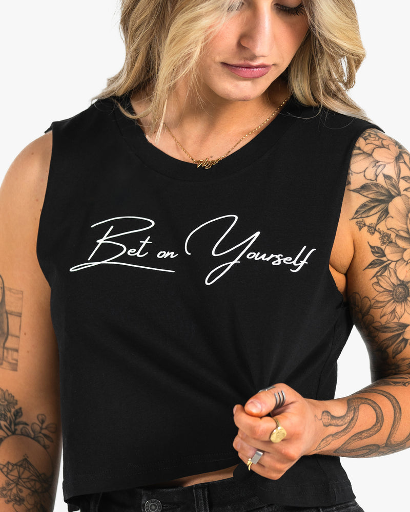 Bet On Yourself Crop Tank - Black