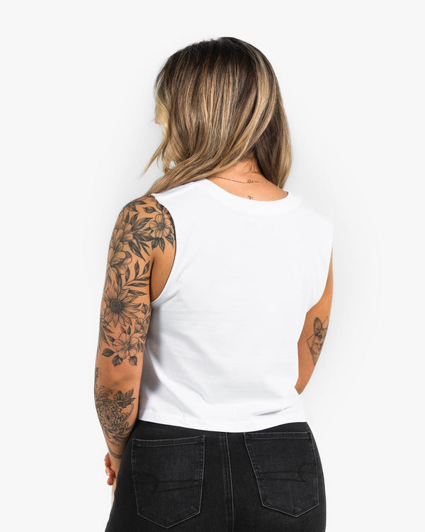 Bet On Yourself Crop Tank - White