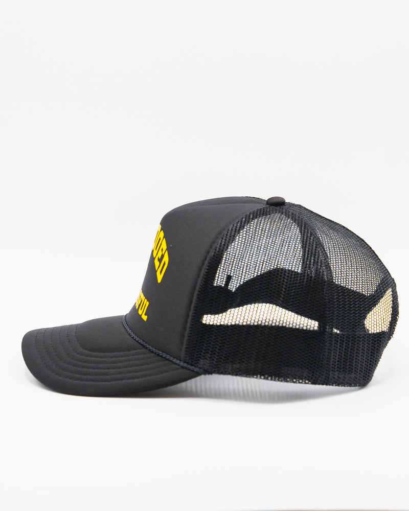 WKND Foam Trucker Hat - Black w/ Yellow