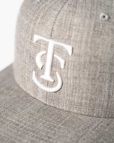 Icon Snapback Hat - Heather Grey w/ White
