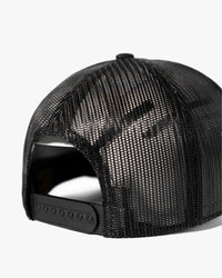 Leather Patch 5 Panel Retro Trucker Hat - Black
