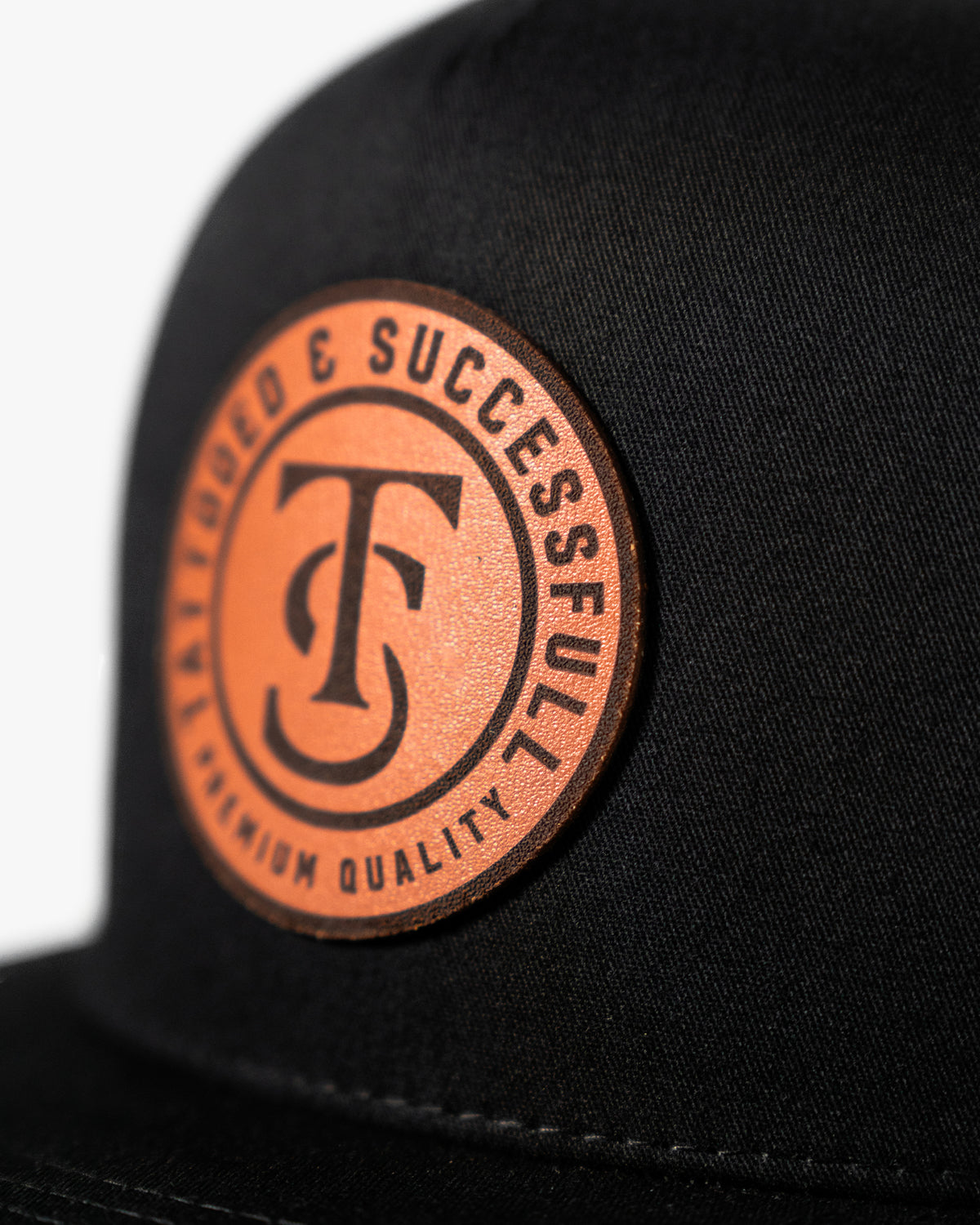 Leather Patch Classic Snapback Trucker Hat - Black