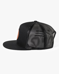 Leather Patch Classic Snapback Trucker Hat - Black