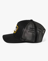 Vintage 5 Panel Retro Trucker Hat - Black