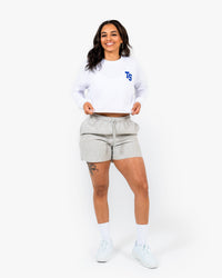 WKND Crop Crewneck - White w/ Royal