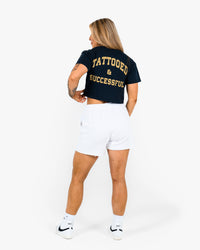 WKND Crop Tee - Navy w/ Gold