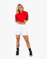 WKND Crop Tee - Red w/ Navy