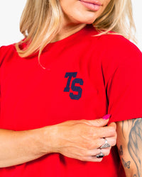 WKND Crop Tee - Red w/ Navy