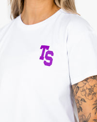WKND Crop Tee - White w/ Purple