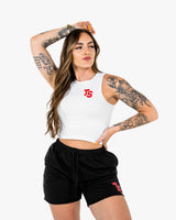 WKND Fitted Crop Tank - White w/ Red