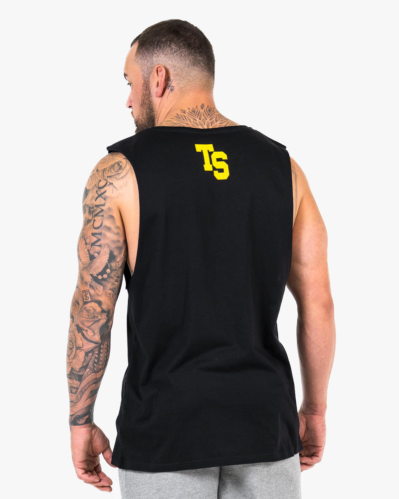 WKND Relaxed Tank - Black w/ Yellow