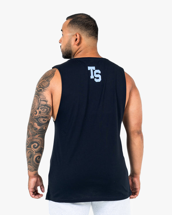 WKND Relaxed Tank - Navy w/ Light Blue