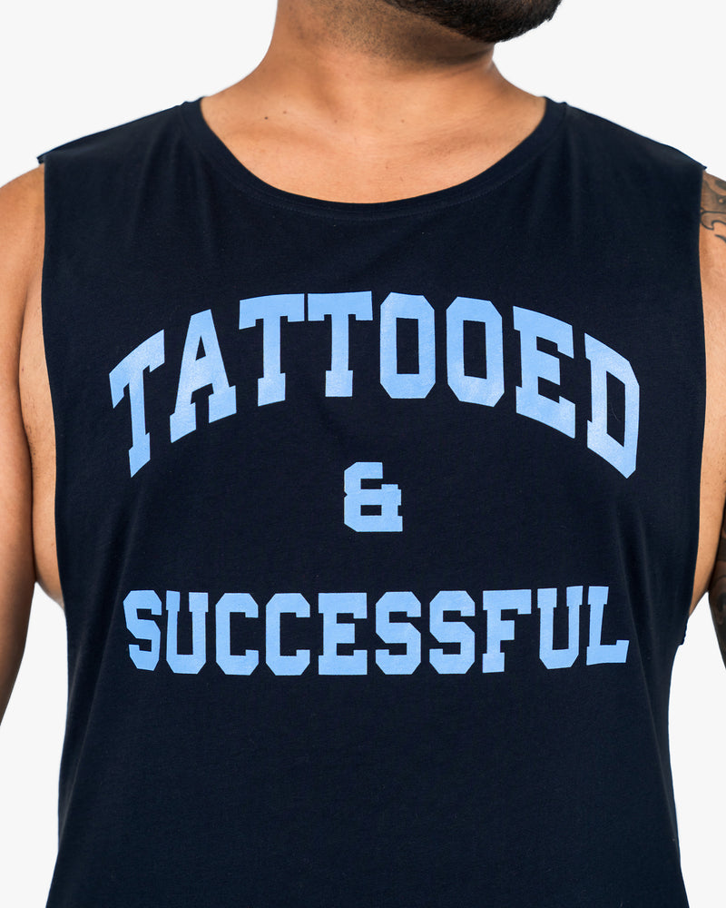 WKND Relaxed Tank - Navy w/ Light Blue
