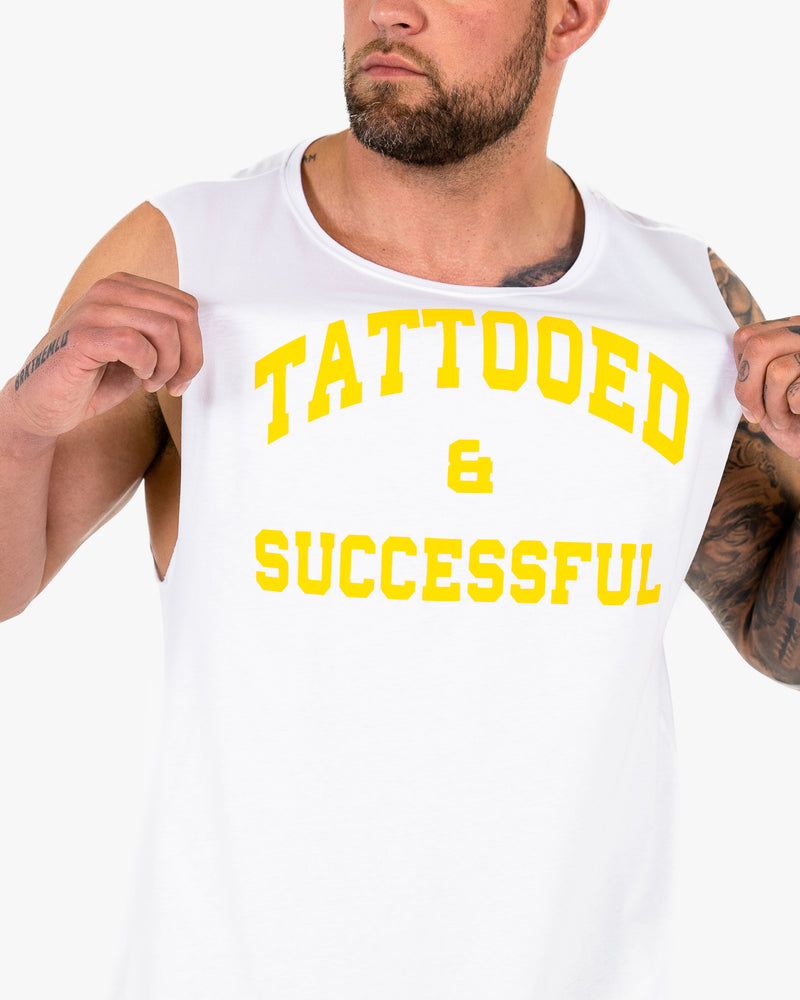 WKND Relaxed Tank - White w/ Yellow