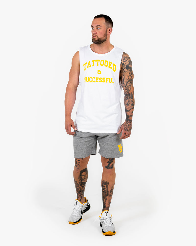 WKND Relaxed Tank - White w/ Yellow