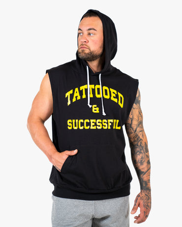 WKND Sleeveless Hoodie - Black w/ Yellow