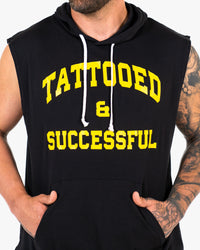 WKND Sleeveless Hoodie - Black w/ Yellow