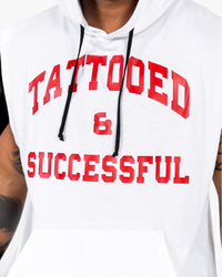 WKND Sleeveless Hoodie - White w/ Red